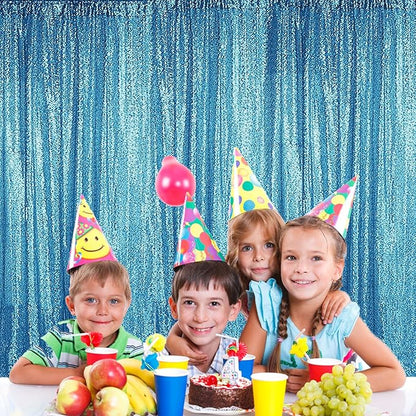 Sugargirl Turquoise Sequin Backdrop Curtain 2 Panels 2FTx8FT Glitter Turquoise Background Drapes Sparkle Photography Backdrop for Party Wedding Birthday Wall Decoration