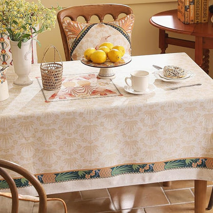 patdrea Designer Small Tablecloths for Square Table,Vintage Linen Anti-Wrinkle Durable Tablecloth,Tropical Style Table Cover for Kitchen Dining,Christmas,Thanksgiving,55"x55"-Pineapple a