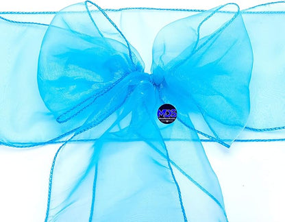 MDS Pack of 75 PCS Organza Chair Sashes Wider Dining Chair Bows Ribbon Tie Back for Wedding Party Birthday Bridal Shower Reception Event Banquet Home Chair Cover Decoration - Blue