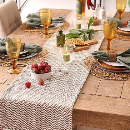 DII Woven Basic Tabletop Collection Chevron Table Runner, 15x72, Cinnamon