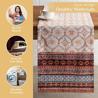 Maison d' Hermine Table Runner 100% Cotton Single Layer Table Runners 72 inches Long for Thanksgiving Christmas Decorations Home Kitchen Dining Party Wedding (Fair Isle, 14.5" x 72")