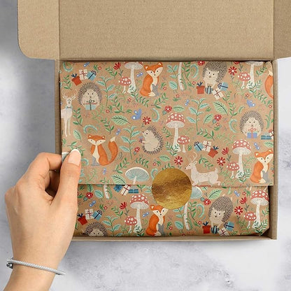 Colors of Rainbow - Fox & Hedgehog - 12 Sheets, 20 inch X 29 inch - Italian Print Tissue Paper for Decoupage Gift Basket Gift Bag Party Crafts (Fox & Hedgehog)