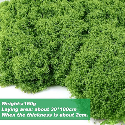 Draupnir Fake Green Moss for Plants Indoor, 5.3OZ Fake Moss for Crafts Preserved for DIY Decorative mossTable Centerpieces Decor Fairy Garden Floral Wedding (150g)