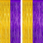 2 Pack Graduation Backdrop, 3.28 FT x 7.05 FT Grad Party Decorations 2025, Purple Gold Backdrop Foil Fringe Curtains, Metallic Purple and Gold Graduation Decorations Class of 2025 Decor