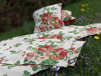 Tache Sweet Roses Spring Summer Traditional Country Vintage White Red Floral Decorative Woven Tapestry Kitchen Coffee Table Runners Scarfs, 13x72