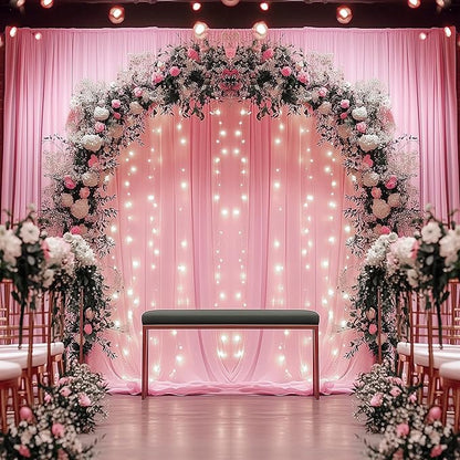 10ftx12ft Wrinkle Free Pink Backdrop Curtain, 2 Panels 12FT Height Pink Wedding Backdrop Drapes, Silky Polyester Back Drop Cloth for Birthday Photography Background Party Backdrop Draping