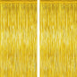 2 Pack Gold Tinsel Backdrop, 3.28 FT x 7.05 FT Metallic Fringe Curtain, Gold Color Graduation Backdrop Party Streamers, Party Supplies Door Decorations for Birthday Anniversaries