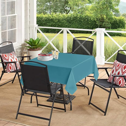 sancua Square Tablecloths 85x85 Inch - Teal Fabric Table Cloth for Square or Round Tables, Washable Polyester Table Cover for Outdoor Party, Birthday, Buffet, Resturant