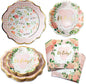 Kate Aspen Baby Shower Onesie Pink Floral & Gingham Tableware Set - 62pc. 16pcs 7 inch & 16pcs 9 inch Heavy Duty Disposable Party Plates, 30pcs 6.5 inch Durable Paper Napkins