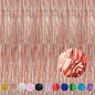 Crosize 4 Pack 3.3 x 9.9 ft Rose Gold Foil Fringe Backdrop Curtain, Streamer Backdrop Curtains, Streamers Birthday Party Decorations, Tinsel Curtain for Parties, Photo Booth Backdrops, Party Décor