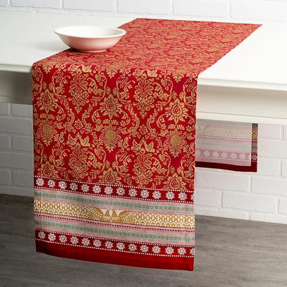 Maison d' Hermine Table Runner 100% Cotton Single Layer Table Runners 72 inches Long for Thanksgiving Christmas Decorations Home Kitchen Dining Party Wedding (Sofia, 14.5" x 72")