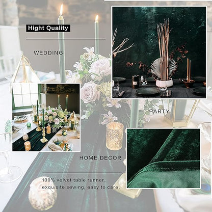 Velvet Table Runner, 10ft Luxurious Wedding Reception Decorations Soft Velvet Fabric Table Linen Overlay for Party (20 x 120 inch, Gold)