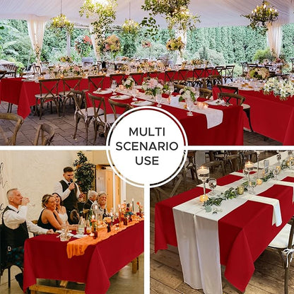 Fitable 8 Pack Table Cloth Rectangle Table: Stain and Wrinkle Resistant Tablecloth Rectangular, Washable Polyester Tablecloths for Wedding Christmas Party Dining Banquet Event(Red, 70x108 Inch)