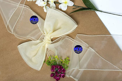 MDS Pack of 300 PCS Organza Chair Sashes Wider Dining Chair Bows Ribbon Tie Back for Wedding Party Birthday Bridal Shower Reception Event Banquet Home Chair Cover Decoration - Ivory