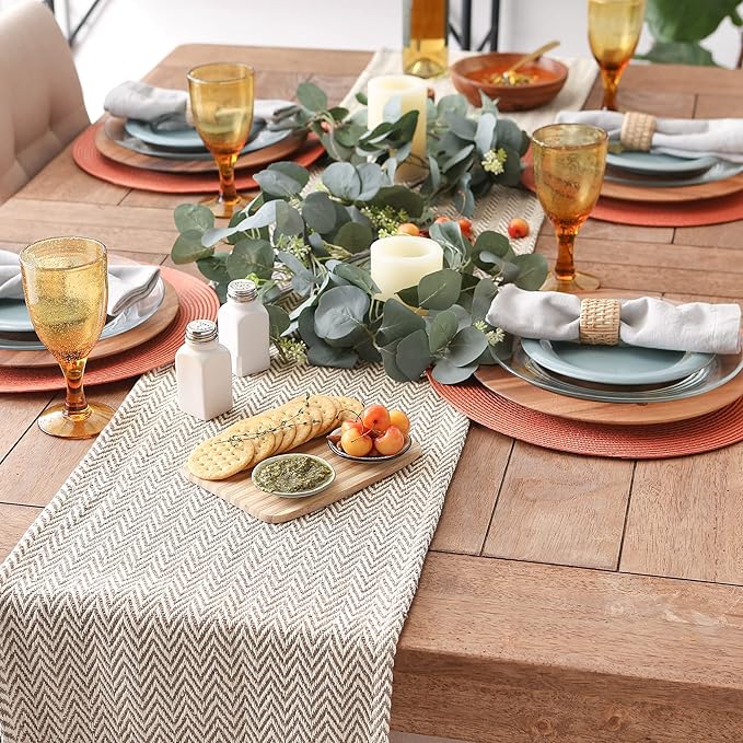 DII Woven Basic Tabletop Collection, Chevron Table Runner, 15x72, Darn Brown