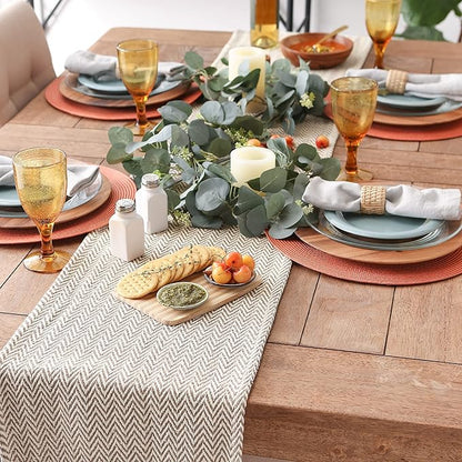 DII Woven Basic Tabletop Collection, Chevron Table Runner, 15x72, Darn Brown