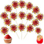 Ephlyn 30Pcs Foil Firework Cupcake Toppers Party Birthday Cake Toppers Supplies Sparkle Tinsel Cocktail Fruit Toothpick for Birthday Wedding Graduation Party Red