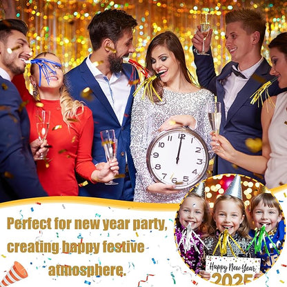 24 Pcs Glitter Noise Makers Metallic Fringed Party Blower for Adults Birthday Graduation New Years Party Favors Supplies (Gold)