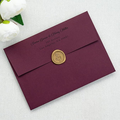 PONATIA 50PCS 5x7 Envelopes, Burgundy A7 Envelopes Self Seal for Weddings, Invitation Cards, Photos, Postcards, Greeting Cards Mailing, Baby Shower, Graduation, Christmas Gift Cards
