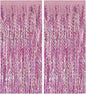 Pink Streamers Fringe Backdrop Tinsel Foil Fringe Curtains Wavy Backdrop for Parties Sparkle Metallic Wavy Foil Fringe Backdrop Curtain Photo Booth Props for Birthday Wedding