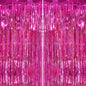 2Pack Hot Pink Metallic Tinsel Foil Fringe Curtains Backdrop for Pink Party Birthday Wedding Bachelorette Baby Shower Holiday Party Decorations Photo Booth Props, Bachelorette Christmas Party Decors