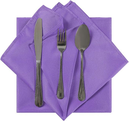 Cloth Napkins 17x17 inch Washable Polyester Dinner Napkins Soft Table Napkins for Wedding Party Dining Banquet(Purple,50PCS)