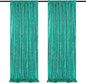 Mermaid Sequin Photo Backdrop Decor: Lake Green Glitter Background 2 Panels 2FT x 8FT for Ocean Party Baby Shower