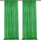 Green Sequin Backdrop Curtains 2 Panels 2FTx8FT Christmas Party Backdrop Glitter Birthday Bridal Wedding Curtains Sparkle Photo Backdrop