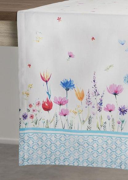 Maison d' Hermine Table Runner 100% Cotton Single Layer Table Runners 108 inches Long Decorative for Home Kitchen Dining Party Wedding Bridal Shower Spring Summer (Flower in The Field, 14.50" x 108")