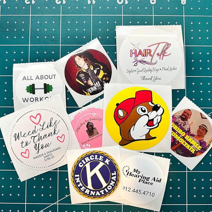150 Custom Circle/Square BOPP Roll Labels- Personalized Stickers for Business Logo, Party, Wedding Favor, Baby Shower-Any Design Text + Image, Matte/Gloss Finish (2.5 Inch Circle)