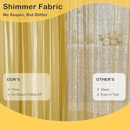 10x10 ft Wrinkle Free Gold Sequin Backdrop Curtain for Parties,Thick Not Fall-Off Glitter Wedding Backdrop Drapes,2 Panels 5x10ft Shimmer Photo Back Drop Cloth for Graduation Photography Background