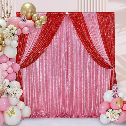 Blush Pink Sequin Backdrop Glitter Backdrop Curtains 10ft x 10ft Glitter Background for Party Baby Shower Wedding Decorations