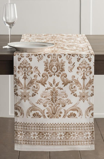 Maison d' Hermine Table Runner 100% Cotton Single Layer Table Runners 90 inches Long for Thanksgiving Christmas Decorations Home Kitchen Dining Party Wedding (Allure, 14.5" x 90")
