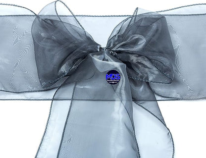 MDS Pack of 75 PCS Organza Chair Sashes Wider Dining Chair Bows Ribbon Tie Back for Wedding Party Birthday Bridal Shower Reception Event Banquet Home Chair Cover Decoration - Silver Gray