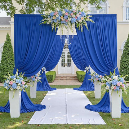 20ftx12ft Wrinkle Free Royal Blue Backdrop Curtain, 4 Panels 12FT Height Royal Blue Wedding Backdrop Drapes, Silky Polyester Back Drop Cloth for Birthday Photography Background Party Backdrop Draping