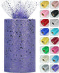 Glitter Tulle Rolls, 6” by 50 Yards (150FT) Sparkling Tulle Spool Ribbon Sequin Tulle Netting Fabric for Tutu Skirt Wedding Birthday Baby Shower (Purple)