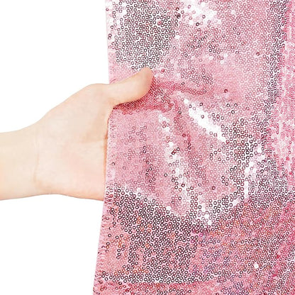 Poise3EHome 8Ft x 8Ft Fuchsia Pink Sequin Backdrop, Glitter Thick Satin Sequin Background Drapes, Sparkly Opaque Photography Curtain Backdrop for Wedding Party Holiday Festival Decor