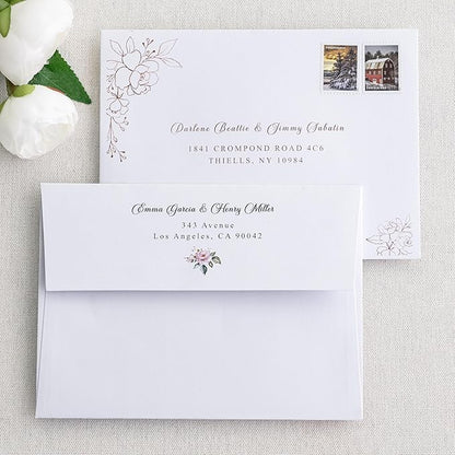 PONATIA 50 PCS 5x7 Envelopes, Self- Adhesive White A7 Envelopes for Weddings, Invitation Cards, Photos, Postcards, Greeting Cards Mailing, Baby Shower, Graduation, Christmas Gift Cards
