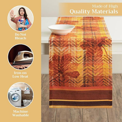 Maison d'Hermine Table Runner 100% Cotton Single Layer Table Runners 108 inches Long Decorative for Home Kitchen Dining Party Baby Shower Wedding Bridal Shower (Thanksgiving Tartan, 14.50" x 108")