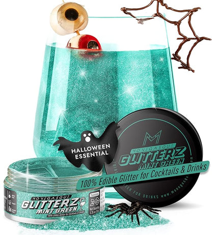 MONÉGASQUE Mint Green Edible Glitter for Drinks 10g – Edible Glitter for Cakes & Cocktails – Green Food Coloring Spray for Cake Decorations – Halloween Cocktail Drink Shimmer Powder – Cake Sprinkles