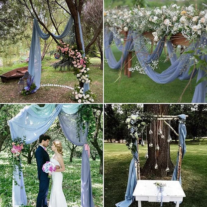 6 Panels Dusty Blue Wedding Arch Drapery 28" x 20Ft Wedding Arch Draping Fabric Chiffon Fabric Drape Backdrop Curtain for Nuptials Party Swag Ceremony Birthday Arbor Drapery Reception Ceiling Décor