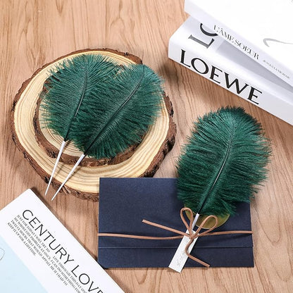 SOGUGOM Green Craft Ostrich Feathers - 30PCS 6-8 inch Bulk Ostrich Feathers Kit for Centerpieces, Kindergarten Crafts, Hats and Mardi Gras(Dark Green)