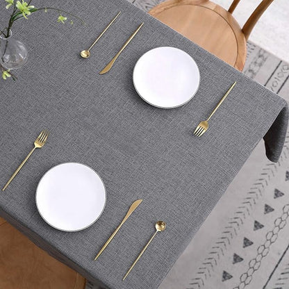 maxmill Flaxy Faux Linen Table Cloth with 2-Tone Slubby Texture Wrinkle Free Anti-Shrink Soft Tablecloth for Kitchen Dining Tabletop Outdoor and Indoor Use Rectangle 60 x 104 Inch Charcoal