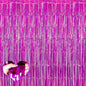 4 Pack Fuchsia Fringe Curtain Backdrop, 3.2Ft x 6.6Ft Metallic Tinsel Foil Fringe Streamers Curtains Background for Photo Booth Birthday Wedding Baby Shower Party Thanksgiving Christmas Decorations