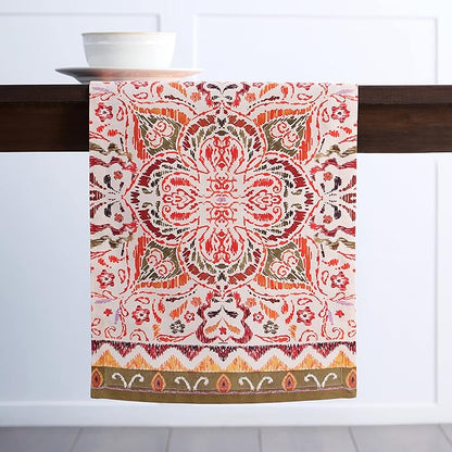 Maison d' Hermine Table Runner 100% Cotton Single Layer Table Runners 72 inches Long for Thanksgiving Christmas Decorations Home Kitchen Dining Party Wedding (Damask, 14.5" x 72")