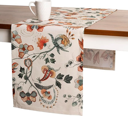 Maison d' Hermine Table Runner 100% Cotton Single Layer Table Runners 72 inches Long for Thanksgiving Christmas Decorations Home Kitchen Dining Party Wedding (Dalida, 14.5" x 72")