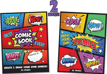 Blank Comic Book | Set of 2 | Create Your Own Comics and Cartoons with 5 Comic Templates | Blank Books for Kids | Creative Gift Idea | Road Trip Essentials