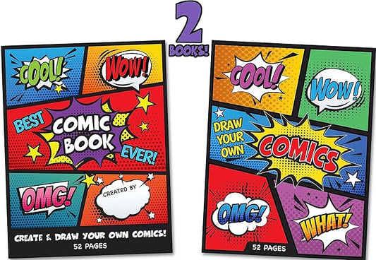 Blank Comic Book | Set of 2 | Create Your Own Comics and Cartoons with 5 Comic Templates | Blank Books for Kids | Creative Gift Idea | Road Trip Essentials