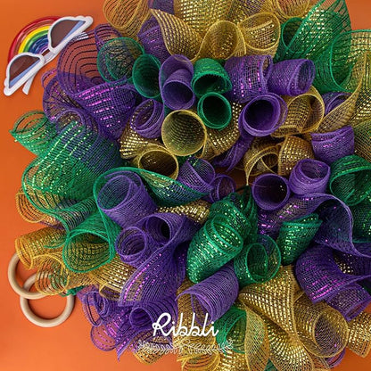 Ribbli 2 Rolls Purple Mesh Ribbon,10 inch x 30 feet(10Yard) Each Roll,Metallic Purple with Foil,Use for Wreath Swags and Decorating