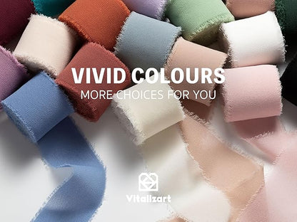 Vitalizart Chiffon Silk Ribbon Handmade Fringe 1.5" x 21 Yd Lavender Light Purple Lilac Frayed Edges Ribbons for Wedding Invitations Bridal Bouquets Gifts Wrapping Crafts Holiday Party Decorations